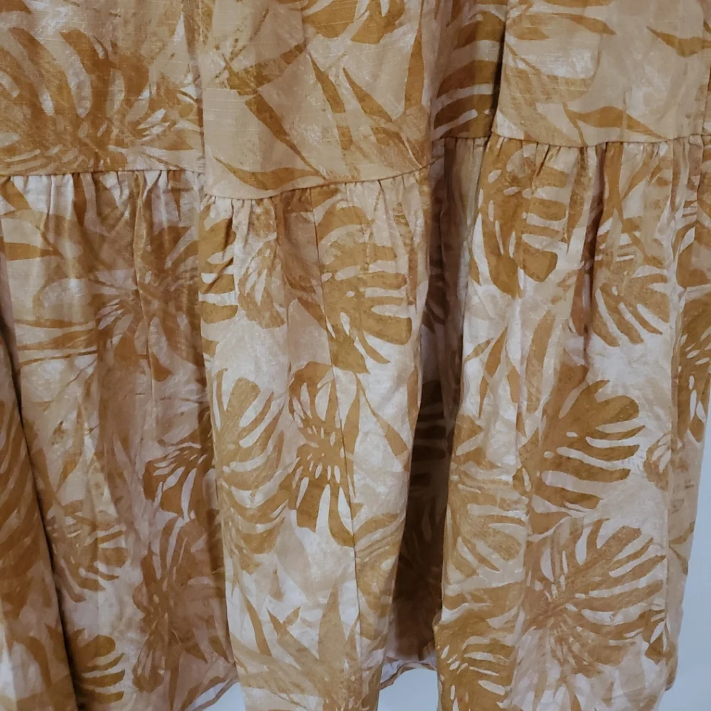 Lulus Veranda Vibes Beige Tropical Print Tiered Maxi Skirt Size XL - Picture 6 of 10